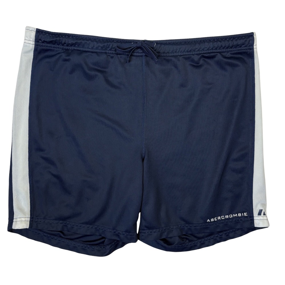 Abercrombie & Fitch Gym Issue Shorts Mens Athletic Size XL Blue White Stripe Y2K